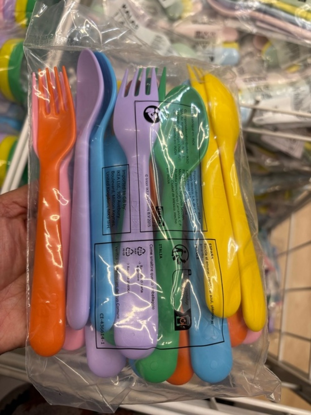 IKEA Kids Colorful Plastic Utensil Set - Orange, Purple, Blue, Green, Yellow